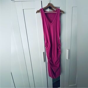 Maternity Hot Pink Sleeveless Dress with Ruched Sides Size Large